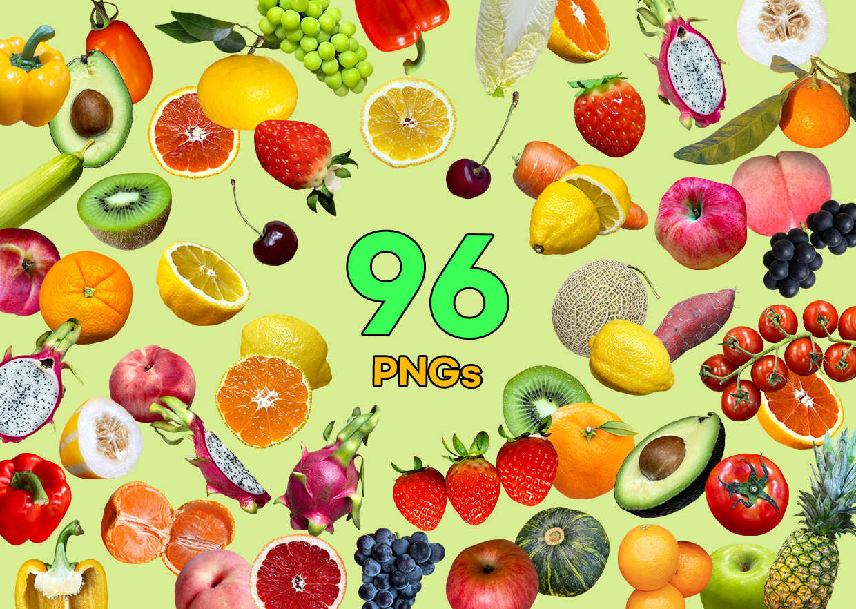 new_fruits_01 Fruits & Vegetables Vol. 01 - 96 PNG Cutouts Bundle - Image 1