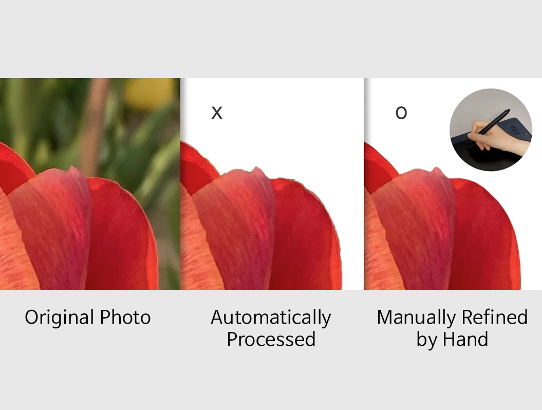Hand-cutting and removing the background